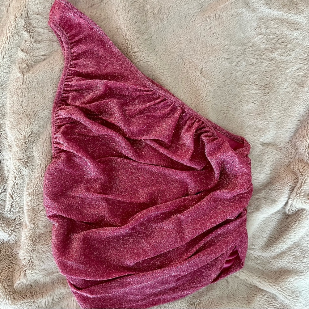 Shein Glitter One Shoulder Ruched Top NIP - Picture 4 of 8